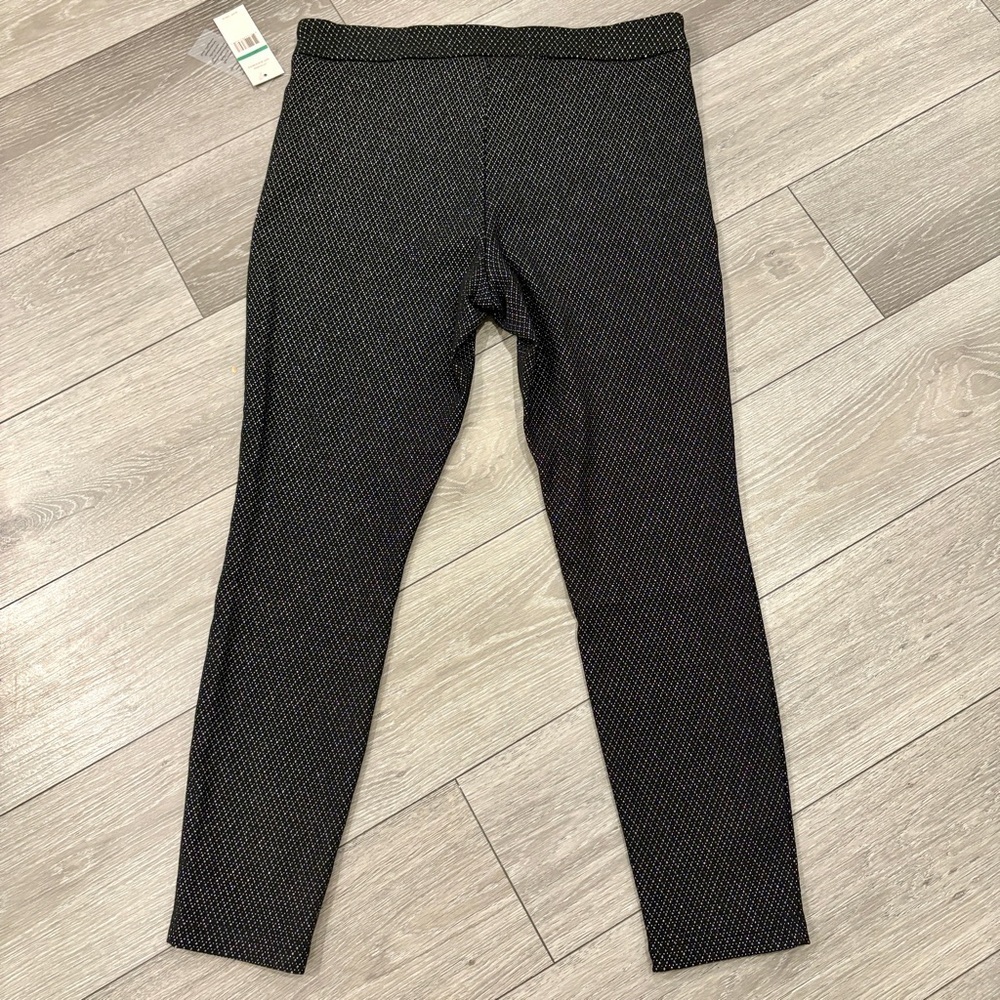 NWT Nanette Lepore Black with Silver Sparkle Pattern Pull On Pant Size Large - Picture 2 of 8